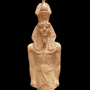 アンティーク 古代エジプト ファラオ石像 置物 エジプトのファラオ、トトメス3世の像、黒い石(エジプト製
