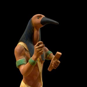 Thoth God Statue: Egyptian Ibis Basalt Figurine - Handmade