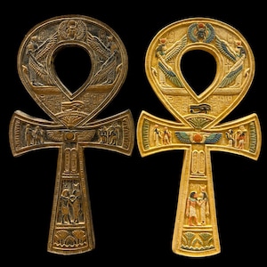 Ankh Key of Life Bundle: Ancient Egyptian Stone Statue - Handmade in Egypt