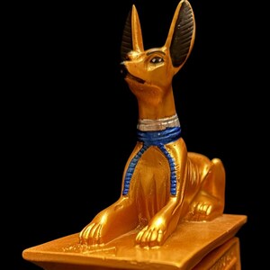Handmade Stone Anubis Statue: Egyptian God Replica Shrine Box