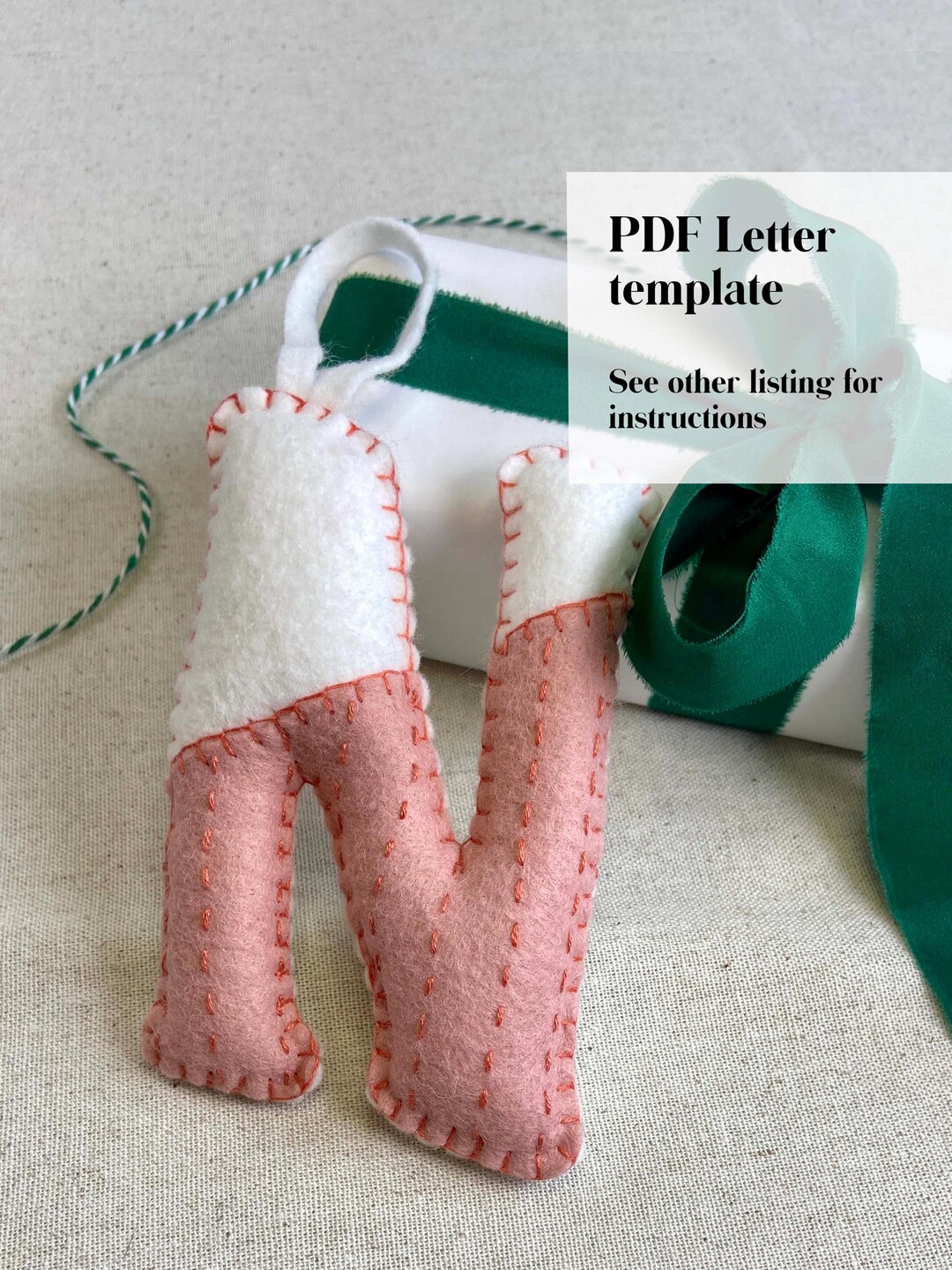Felt Letter Template PDF – (letter N), DIY Felt Ornament Pattern ...