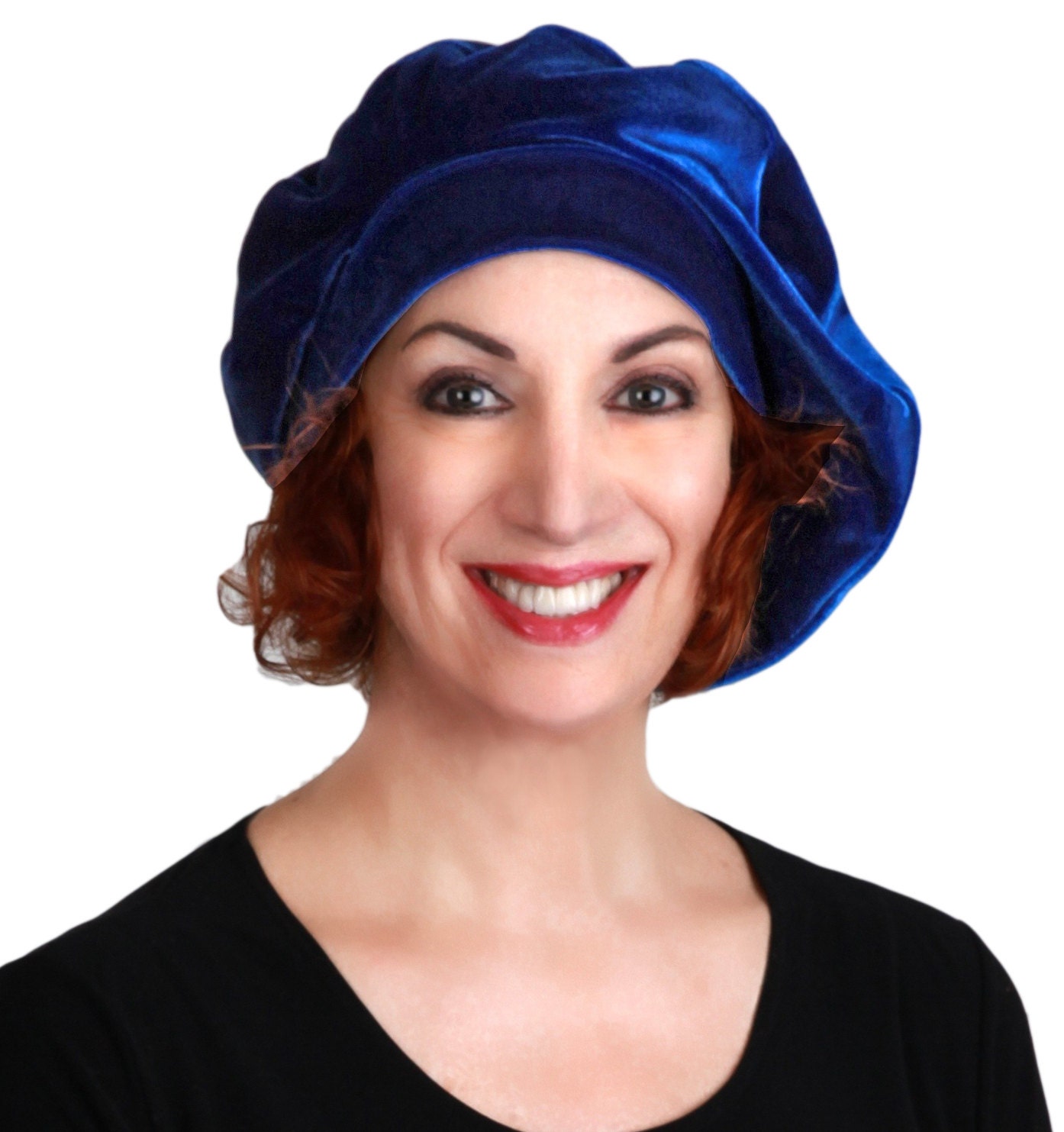 Oversize 13 Inch Beret, Royal Blue Velvet Beret, French Beret, Large