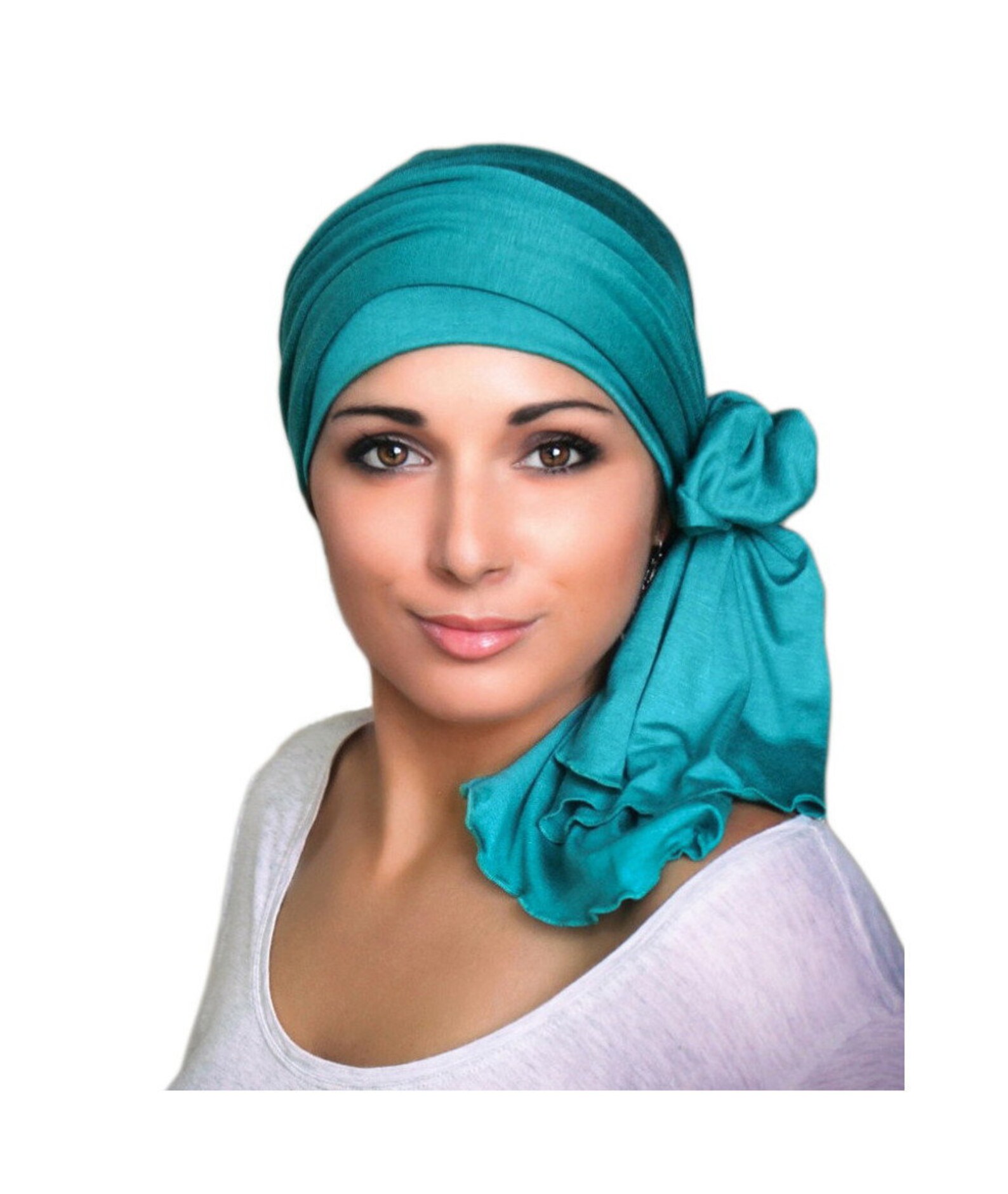 Turban Diva Emerald Teal Turban Head Wrap Alopecia Chemo Head Etsy
