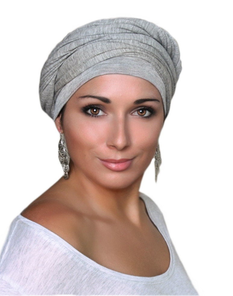 Light Gray Turban Head Wrap Chemo Hat 