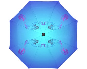 Automatic Open/Close Umbrella, Mermaid and Jellyfish, Gift, Teal, Turquoise, Blue