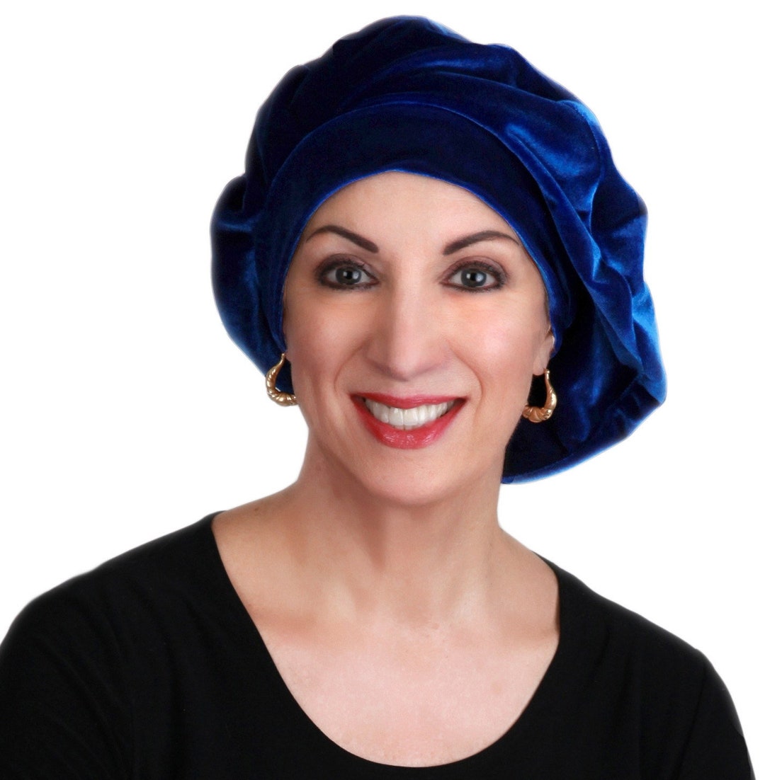 Oversize 13 Inch Beret, Royal Blue Velvet Beret, French Beret, Large