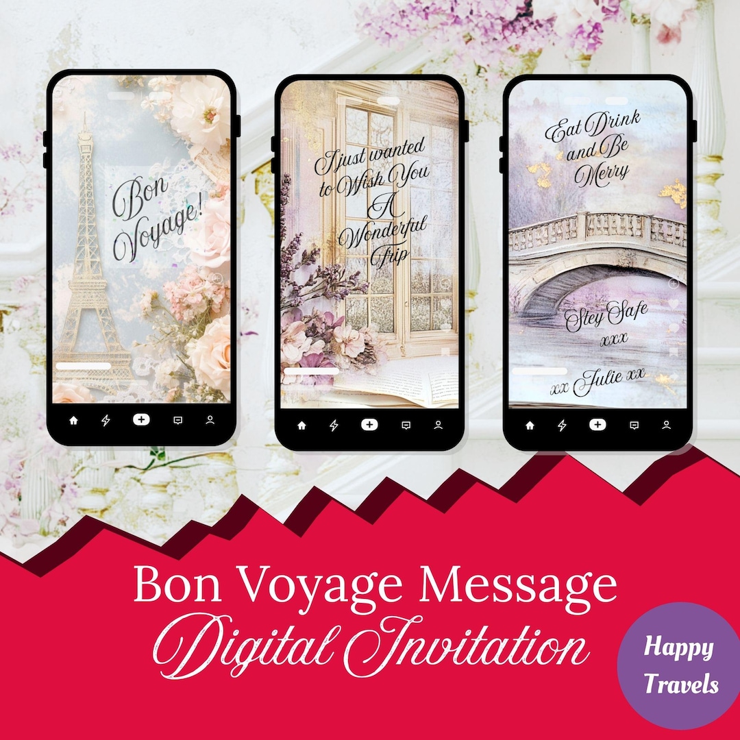 Bon Voyage Digital Greeting Message for Friend France Vacation — free download