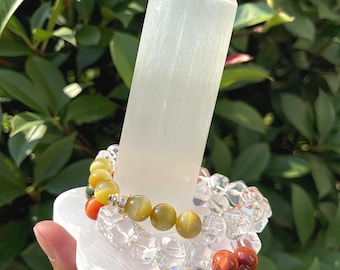 Selenite Crystal Charging Plate Tower, Natural Selenite Stick for Cleansing and Charging Crystal Bracelets, Crystal Holder Home Decor