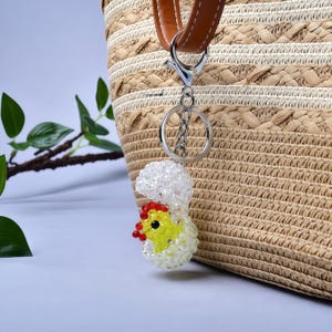 Handmade Beaded Chick Keychain, Bag Charms Keychain, Car Keyring, Cell phone Chain, Handwoven Keychain, Lucky Purse Charms, Gift to Friend