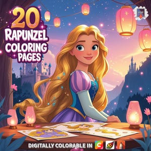 Rapunzel Coloring Book: 20 Fairytale Printable Pages (Digital PDF)