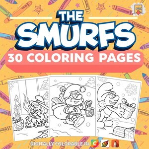 30 Cute Blue Gnome Coloring Pages, Fantasy Village Coloring Book, Little Blue Characters Coloring Sheets,Printable Coloring PDF for kids