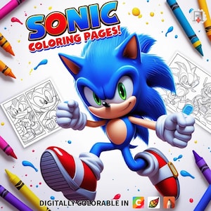 20 Sonic Coloring Pages PDF – Printable Digital Download for Kids | Sonic, Tails, Knuckles, and More | Fun Cartoon Coloring Book