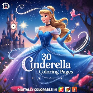 Cinderella Malbuch: 20 Seiten mit Märchenmotiven (PDF Download)