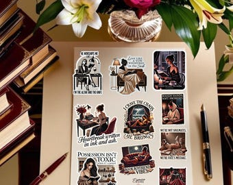 Modern Dark Romance Digital Sticker Sheet | Digital Planners Journals | Printable Bookish Sticker Set for Spicy Readers | Morally Gray Hero