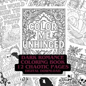 Color Me Unhinged | Kolorowanka Dark Romance dla dorosłych | Pobieranie cyfrowe | Morally Gray Hero, Booktok Villain Love Story, Wersja do druku