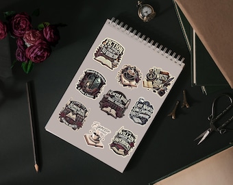 Dark Romance Sticker Sheet | Dark Academia Ed. |Printable Bookish Quote Stickers | Digital Planner Reading Journal |Gothic Literary Sticker