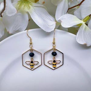 Bee Earrings, Honey Bee Earrings, Tiny Bee Earrings, Dangle Earrings, Earrings, Gifts, Summer Earrings, Spring Earrings, Cute Earrings