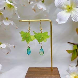 Large Floral Teardrop Earrings Lily of the Valley Fairy Flower Dangle Earrings Bell Wedding Earrings Bridal Jewelry bridesmaid gift