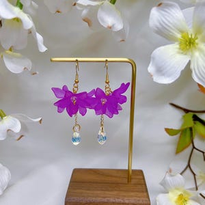 Large Floral Crystal Drop Earrings Lily of the Valley Fairy Flower Dangle Earrings Bell Wedding Earrings Bridal Jewelry bridesmaid gift