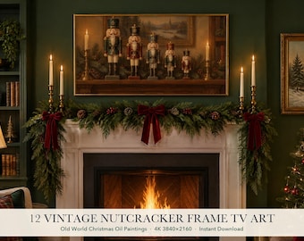 Vintage Nutcracker Frame TV Art Set of 12, Christmas Oil Paintings for Samsung Frame TV, 4K Christmas TV Art Download