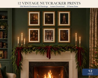 Vintage Nutcracker Prints Set of 12, Nutcracker Oil Paintings, Old World Christmas Wall Art, Printable Holiday Gallery Wall Decor