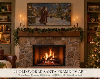 Old World Santa Frame TV Art Set of 24, Vintage Father Christmas Oil Paintings for Samsung Frame TV, 4K Christmas TV Art Download