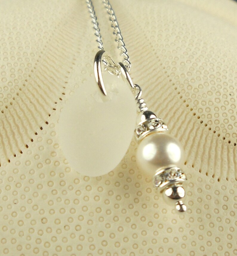 Beach Wedding Jewelry Genuine White Sea Glass Necklace Wire Etsy