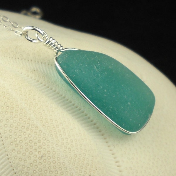 Sea Glass Necklace Sterling Wire Wrapped Turquoise Rare