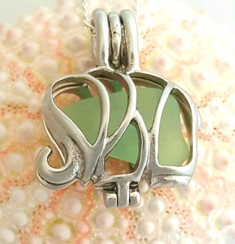 Elephant Jewelry GENUINE Sea Glass Necklace Elephant Etsy