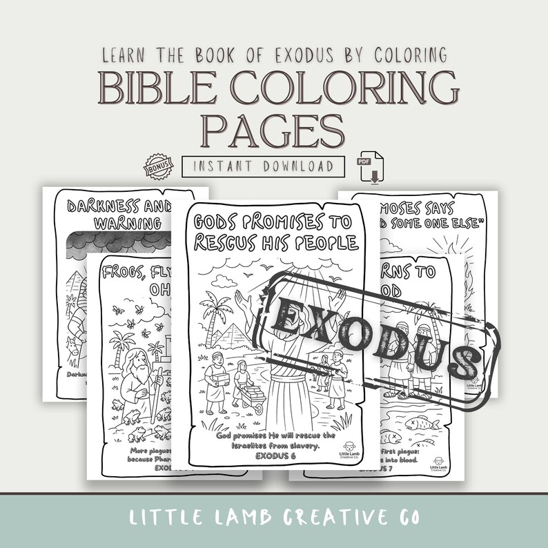 Exodus Bible Story Coloring Book PDF | Christian Coloring for Kids ...