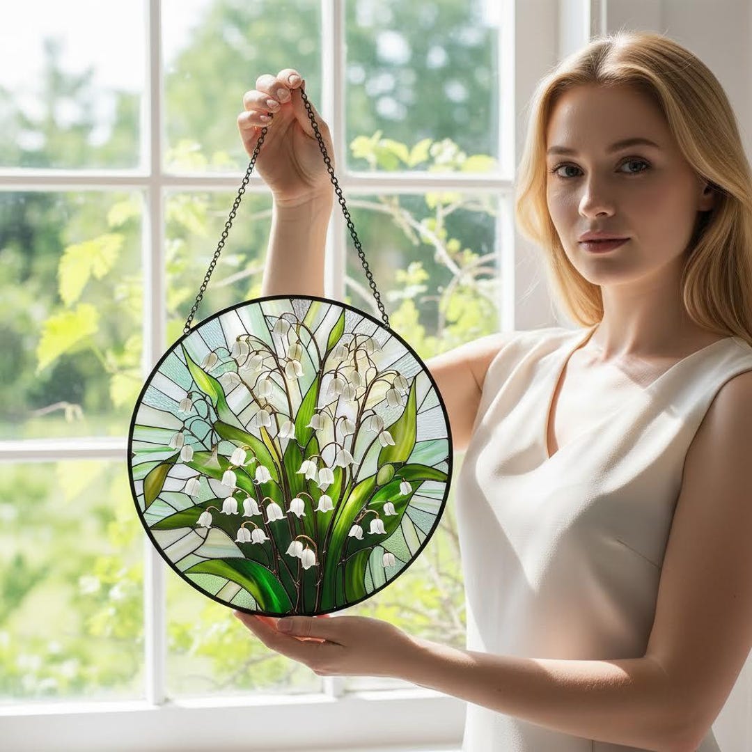 Lily of the Valley Stained Glass Suncatcher, Romantic Window Hanging ...