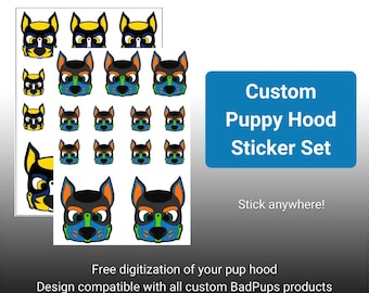 Custom Puppy Play Pup Hood Art Cute Sticker Set