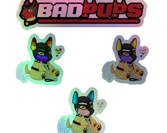 BadPups Waffle Teddy LGBTQ+ Pride holografische stickerset