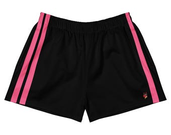 BadPups, uniseks gestreepte sportshort - roze