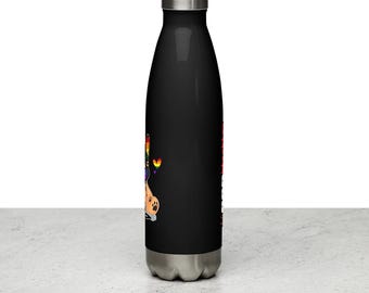 BadPups Waffle LGBTQ+ Pride Puppy Play roestvrijstalen drinkfles - zwart/wit