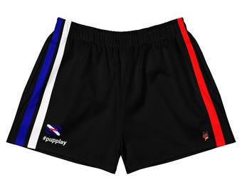BadPups unisex atletisch gestreepte short - Puppy Play Pride Special Edition