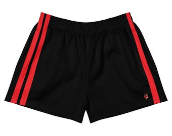 BadPups, uniseks gestreepte sportshort - rood