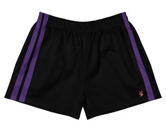 BadPups, uniseks gestreepte sportshort - paars