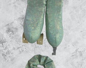 Stretch Ice Skate Boot Covers with Scrunchie: Handmade in Australia