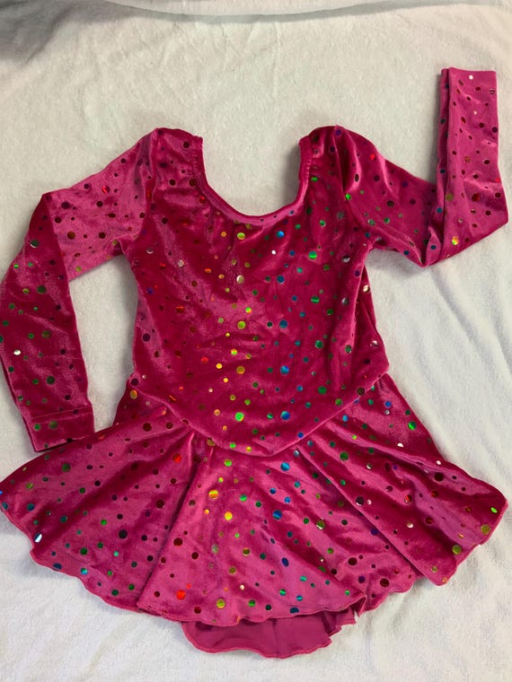 pink ruffle figure skating dress Women's Girls' Ice Skating Dress Open Patchw fabric Vuelta and consists of both mat and net textures Figure Skating Dress Girls Size