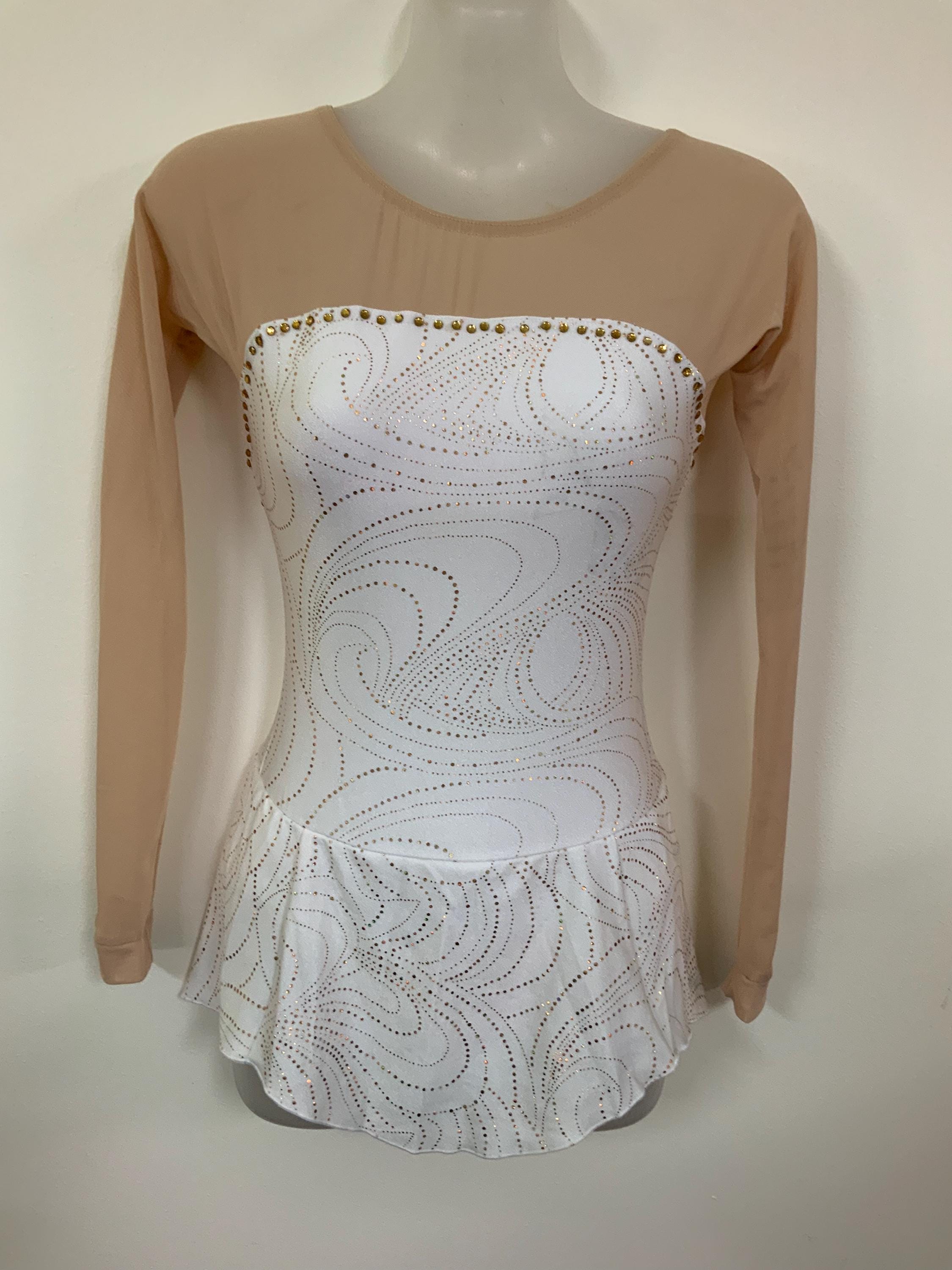 White and Gold Figure Skating Dress - Etsy