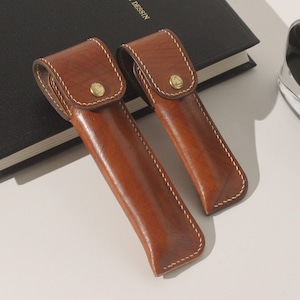 Funda Europa para bolígrafo / Estuche fino de cuero para bolígrafo / Portapluma estilográfica con 1 ranura / Regalo de papelería compacto / Hecho a mano / Serie Europa