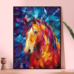 Colorful Horse Puzzle - 110, 252, 520, 1014-Piece Jigsaw for Horse Lovers, Fine Art Decor, Family Fun, Gift for Kids, Nature Enthusiasts