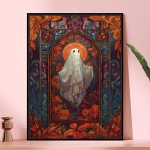 Halloween Ghost Puzzle, Spooky Stained Glass Puzzle, Fall Decor