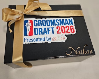 Groomsmen Draft Basketball Proposal Box | Add-on “Scan-to-Site” QR Badge, Luggage Tag, & Proposal Card | Personalized Wedding Party Gift