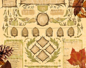 Goblincore Nature Frog Mushroom Druid DND 5E Character Sheet | Handmade Illustrated Character Sheet, Character Appearance, Spells Sheet