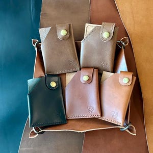 Cartera minimalista, billetera con broche, bolsillo delantero, EDC, hecha a mano, billetera de cuero de grano completo, RFID, billetera delgada, regalo, hecha en EE. UU., premium