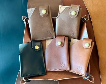 Minimalist Wallet, Snap Wallet, Front Pocket, EDC, Handmade, Full Grain Leather Wallet, RFID, Slim Wallet, Gift, Made in USA, Premium