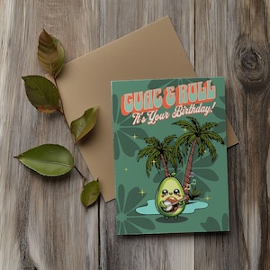Witzige Avocado Geburtstagskarte – Thema Guac und Rolle | Niedlicher Guacamole Gruß mit optionaler Innenbotschaft