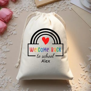 Welcome back to school gift bags, school gift bags, back to school gift bags, back to school gifts, student gifts, name customization